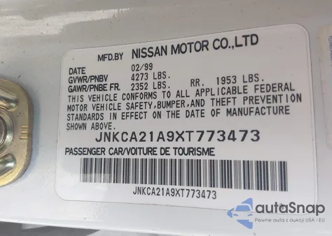 1999 Infiniti I30 Limited/Standard/Touring из США, поврежденный, VIN JNKCA21A9XT773473